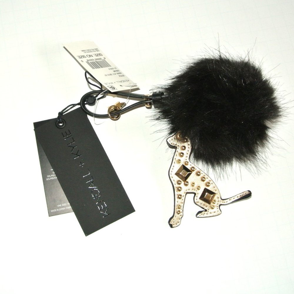 Kendall + Kylie Iggy Dog Faux Fur Bag Charm Bronze